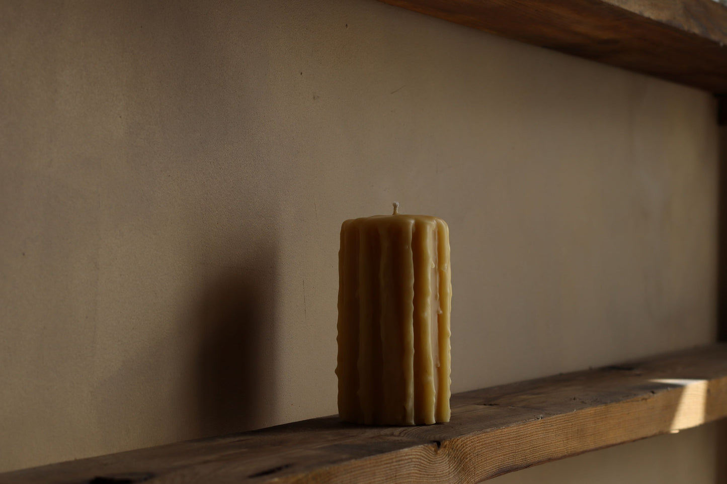 Medium Dripped Beeswax Candle 15.5x8